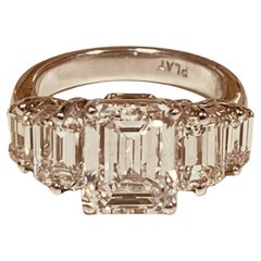 Vintage A Five Stone Diamond Ring Centring A 3cts Emerald-cut Diamond