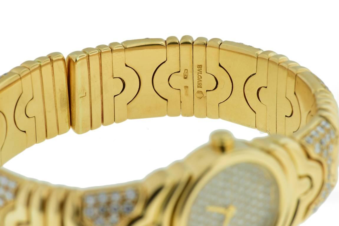 Bulgari Lady's Parentesi Yellow Gold Pave Diamond Quartz Wristwatch Ref BJ0 For Sale 1