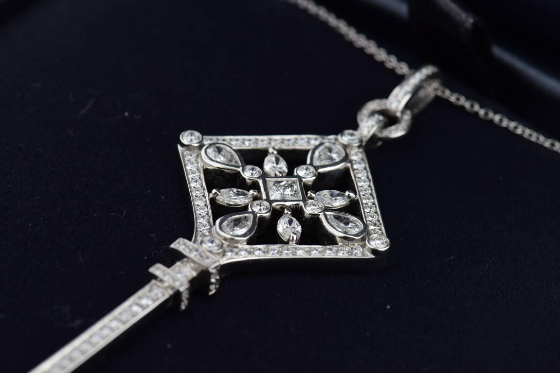 Tiffany & Co. Kaleidoscope Diamond Platinum Key Pendant Necklace 1