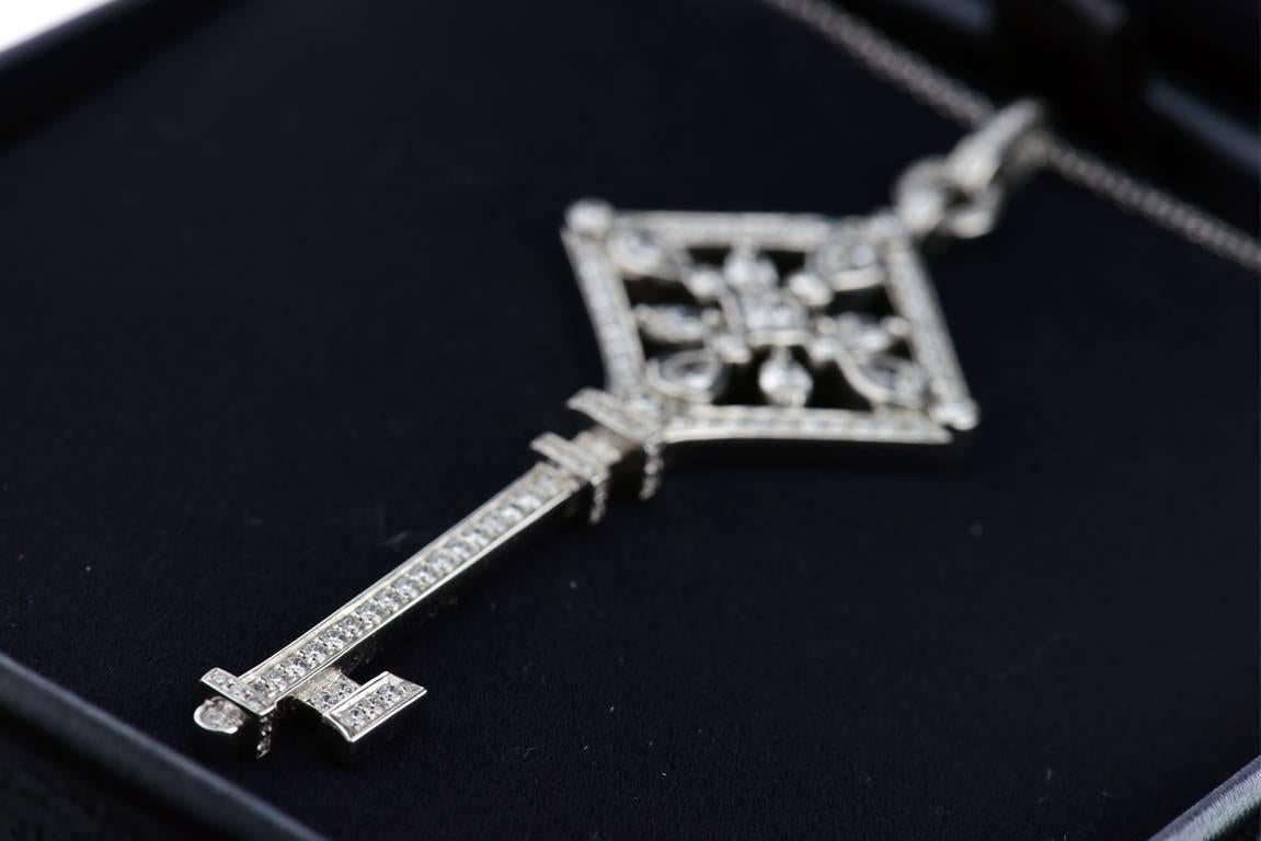 Tiffany & Co. Kaleidoscope Diamond Platinum Key Pendant Necklace 2