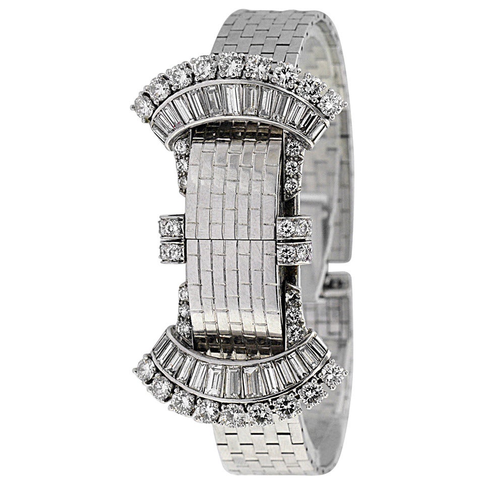 Hamilton Perry Lady's Platinum Diamond Watch For Sale