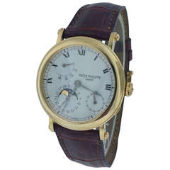Patek Philippe Yellow Gold Watch with Date, Power Reserve and Moon Ref 5054J