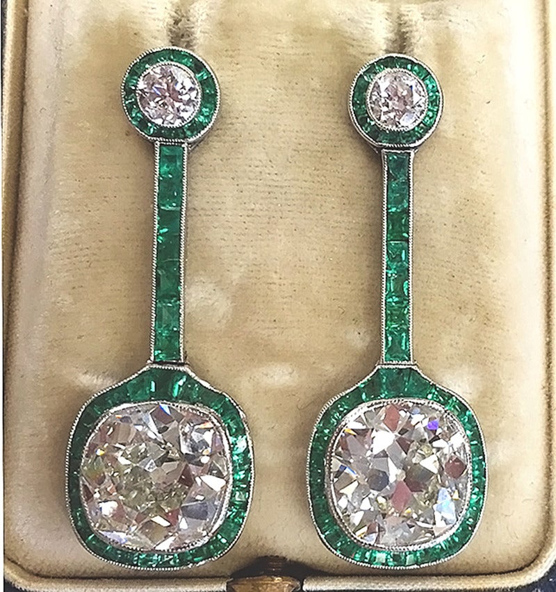 emerald art deco earrings