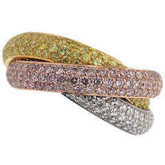 Cartier Trinity Tricolor Diamond Gold Band Ring