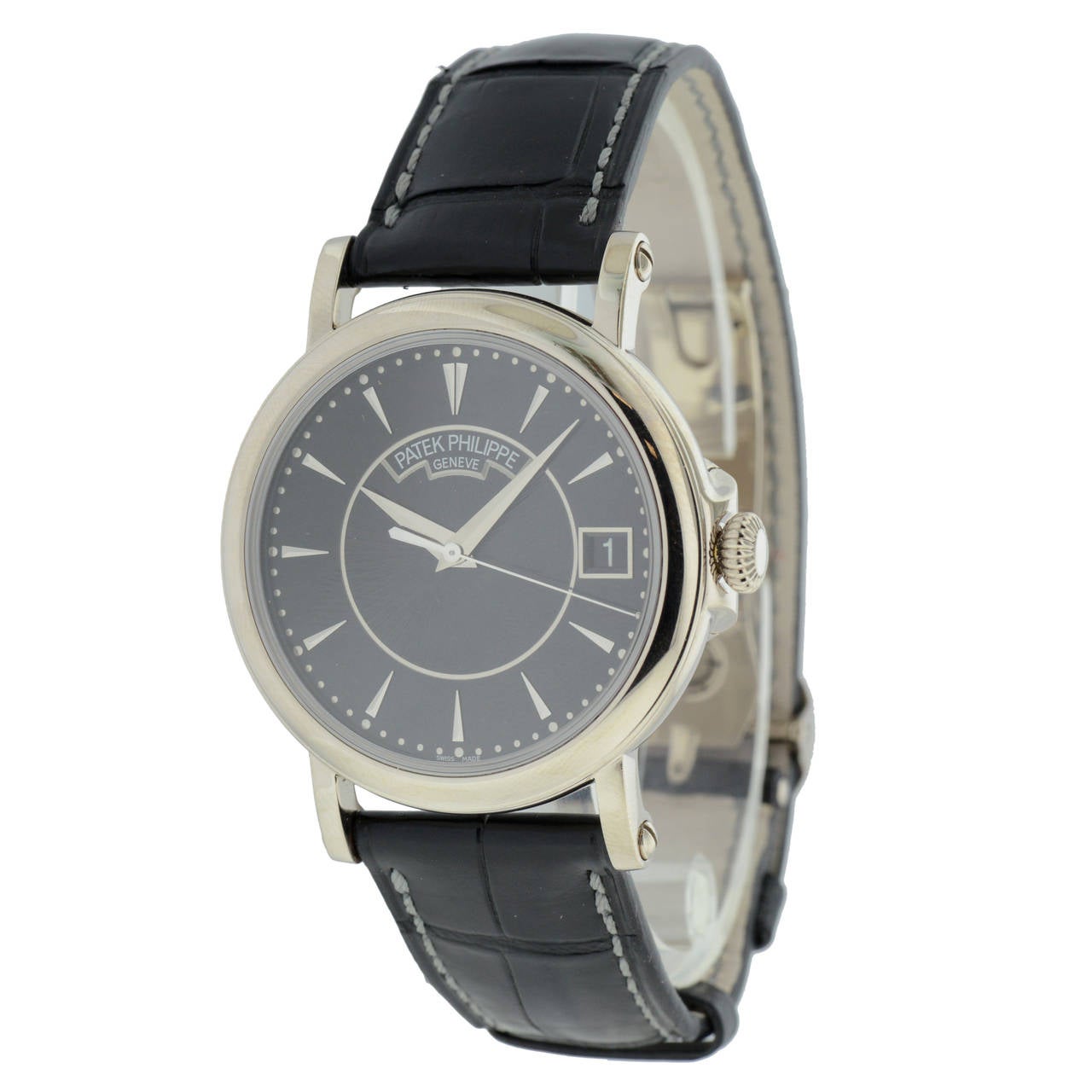 Patek Philippe White Gold Calatrava Self Winding Wristwatch Ref 5153G For Sale