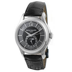 Patek Philippe White Gold Annual Calendar Moonphase Wristwatch Ref 5205G-010