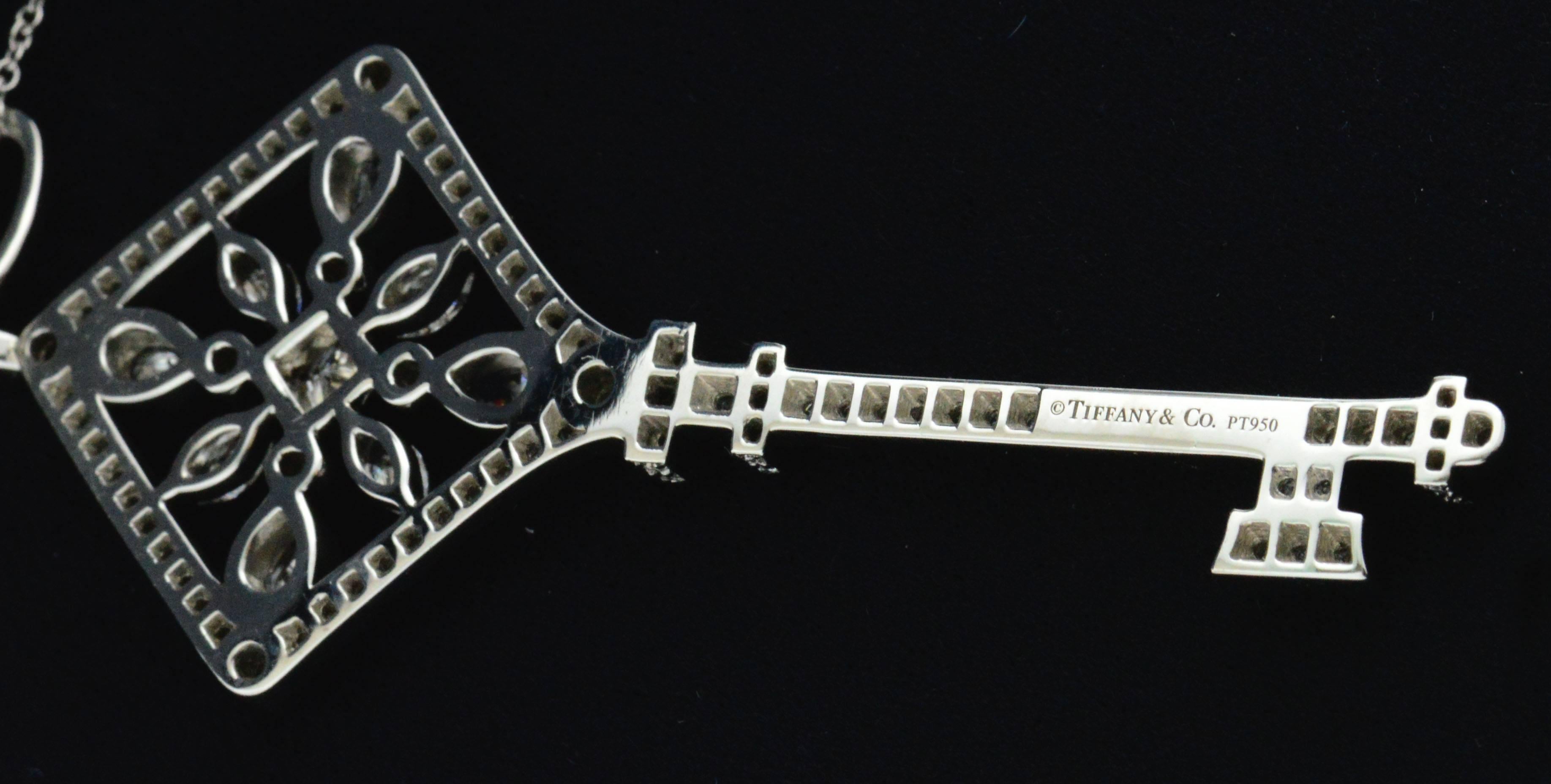Tiffany & Co. Kaleidoscope Diamond Platinum Key Pendant Necklace 3