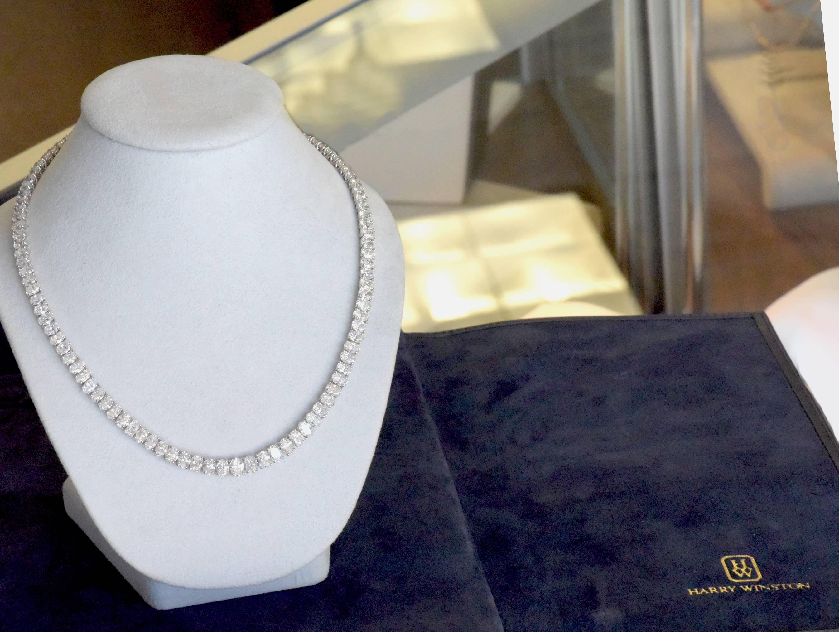 Harry Winston Diamond Platinum Necklace For Sale 1