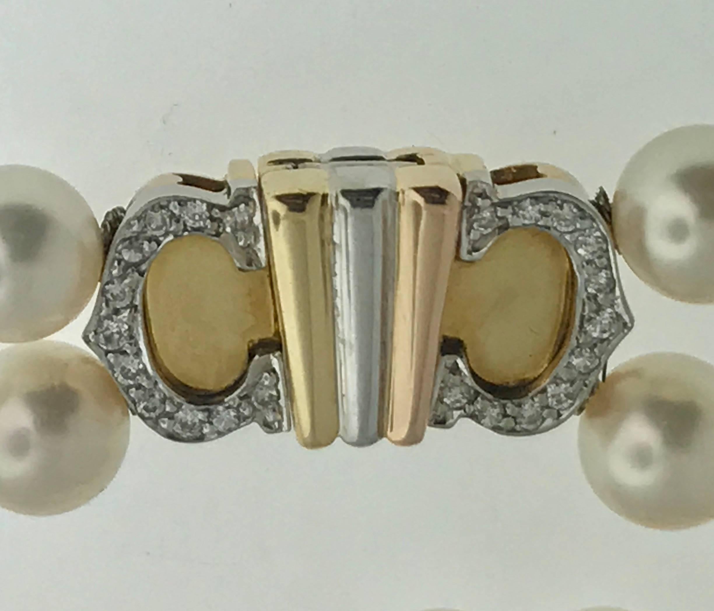 1980's Cartier Double 'C'  Cultured Pearl Necklace In Excellent Condition For Sale In Hartsdale, NY