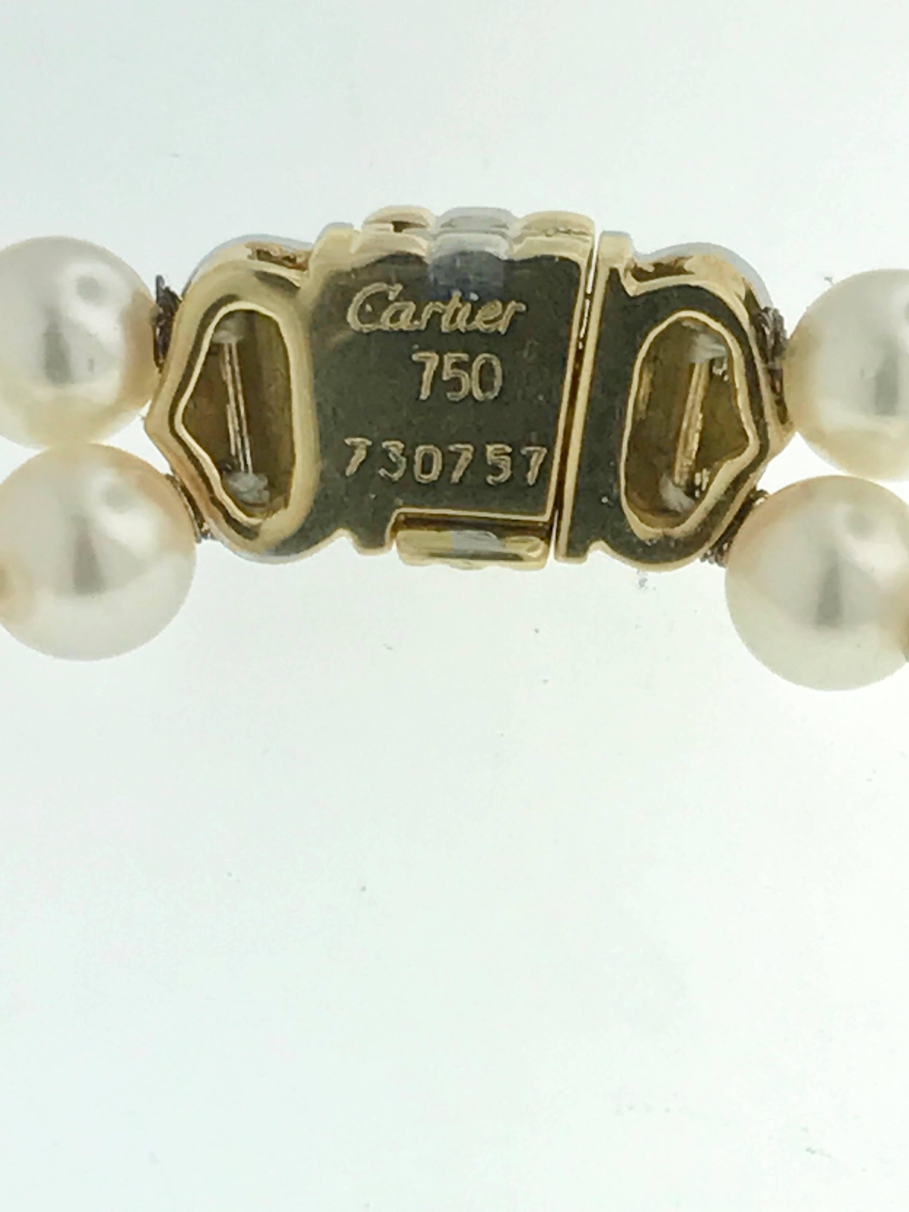 Women's 1980's Cartier Double 'C'  Cultured Pearl Necklace For Sale