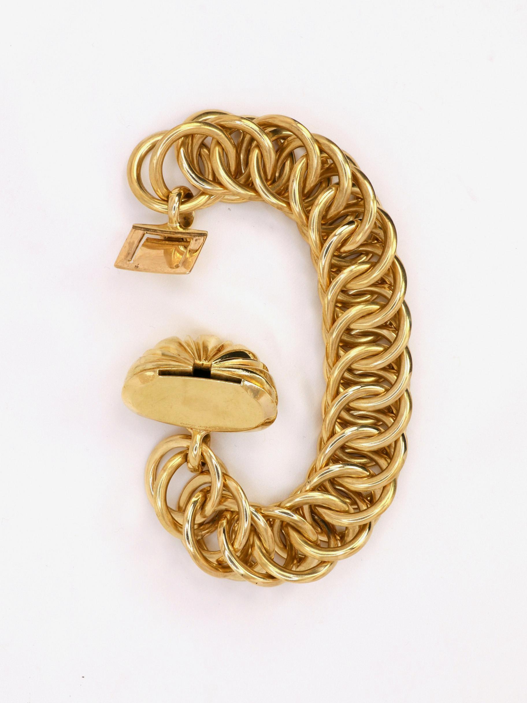 CARTIER Bracelet en or jaune à maillons en forme de coquillage Bon état - En vente à PARIS, FR
