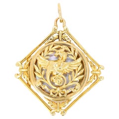 Art Nouveau Yellow gold Chimera Pendant