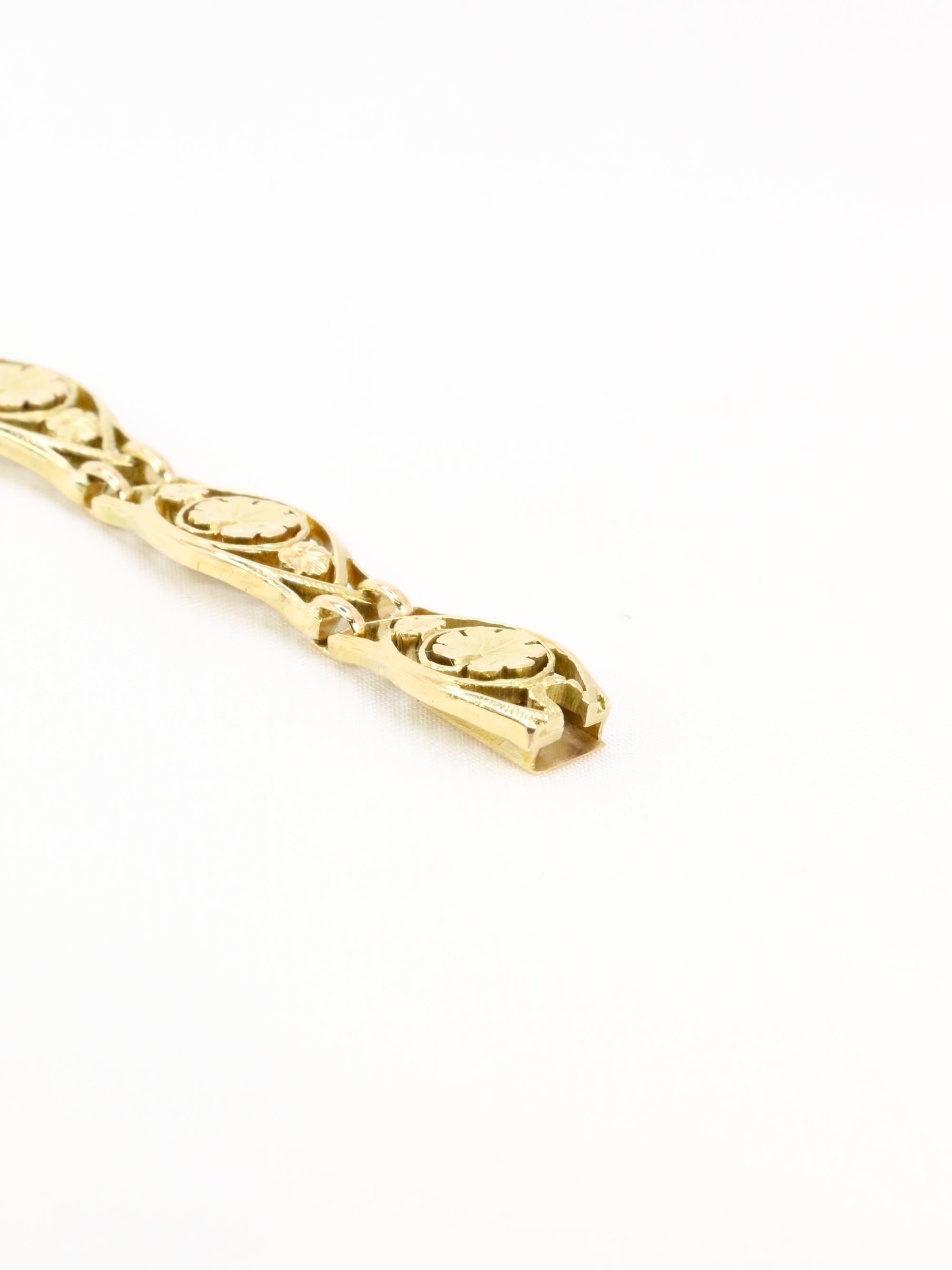 Bracelet Art Nouveau en or jaune en vente 2