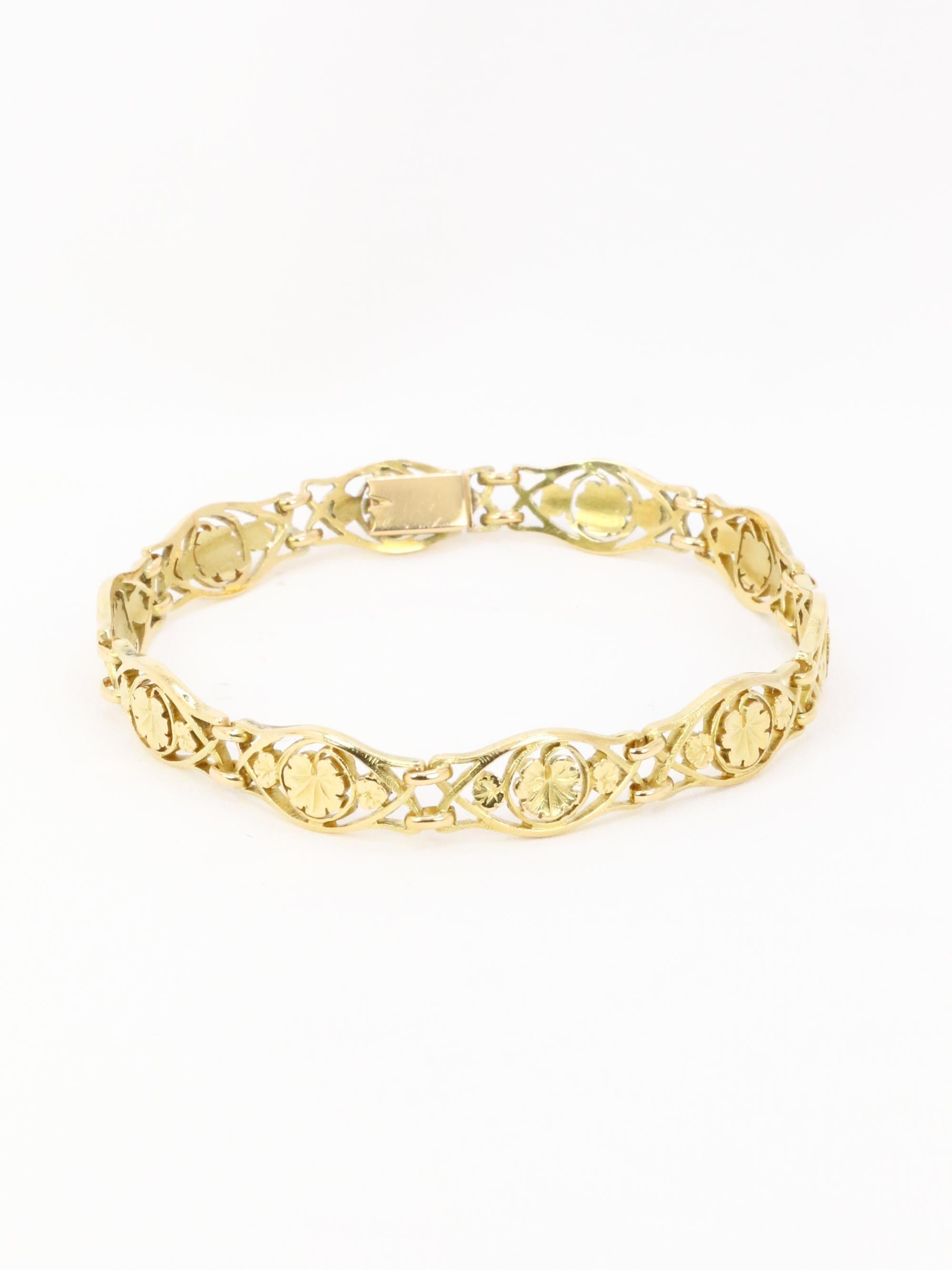 Art nouveau Bracelet Art Nouveau en or jaune en vente