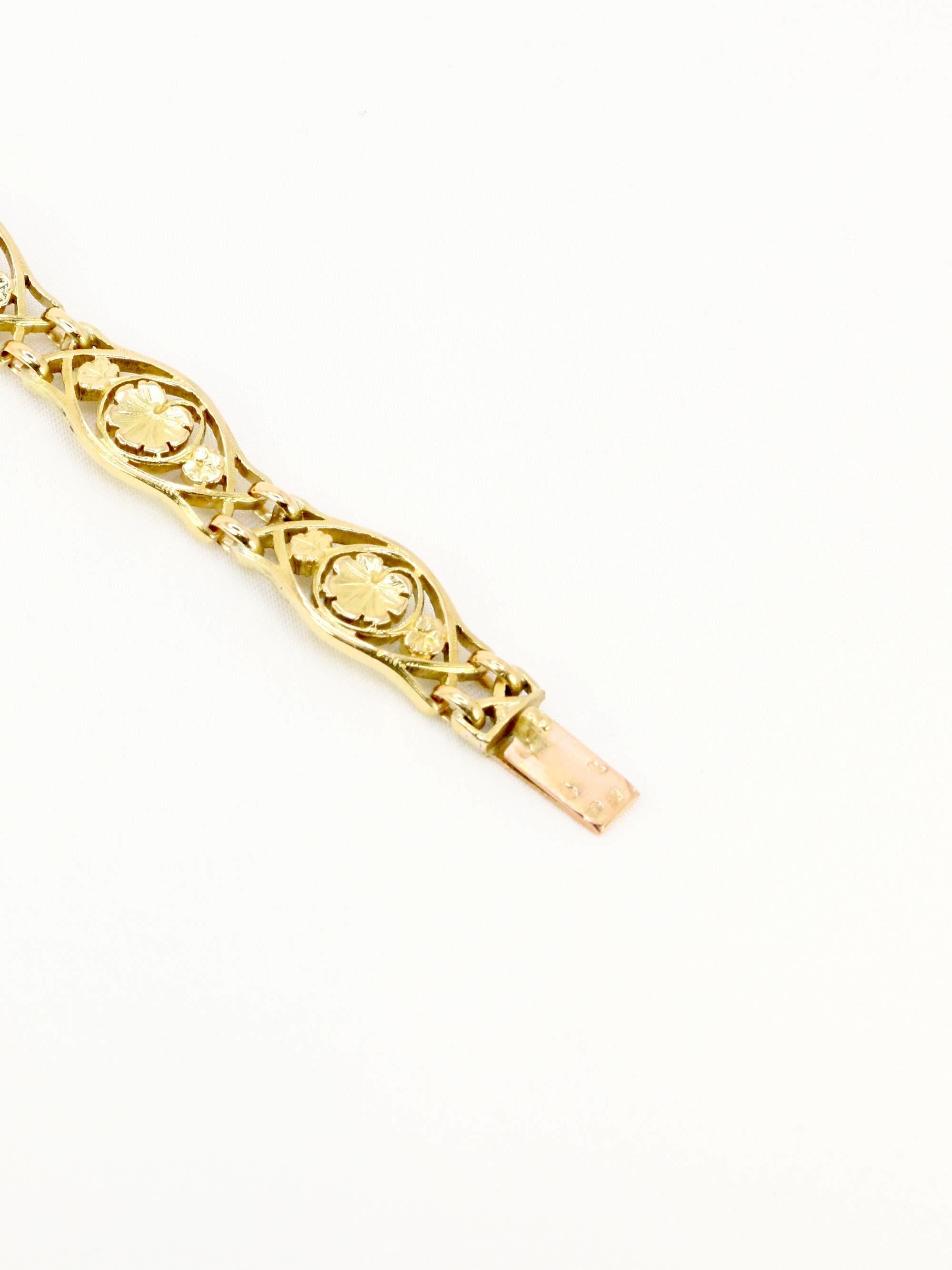 Bracelet Art Nouveau en or jaune en vente 1