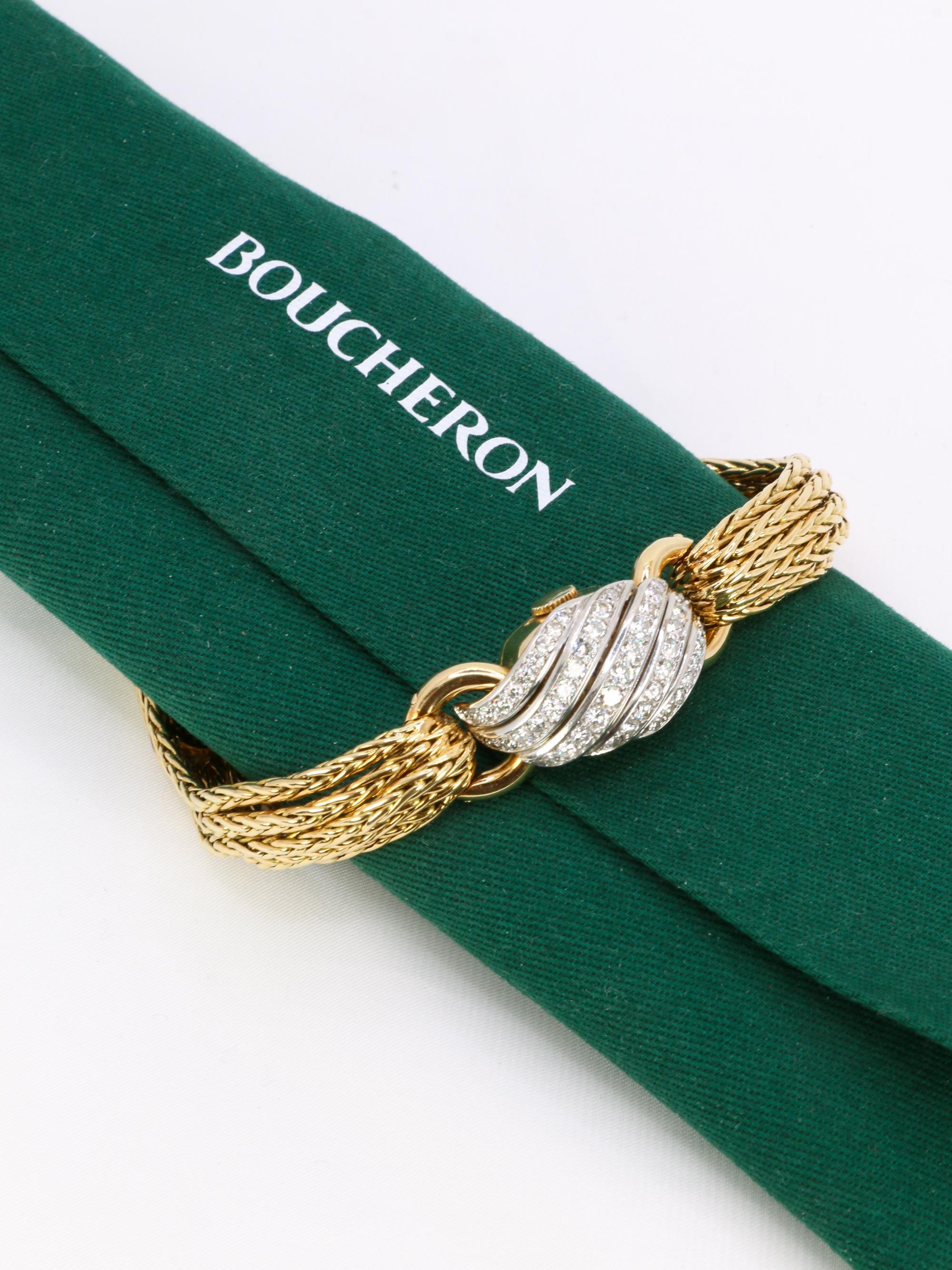 Montre secrète vintage en or jaune et diamants de Boucheron en vente 9