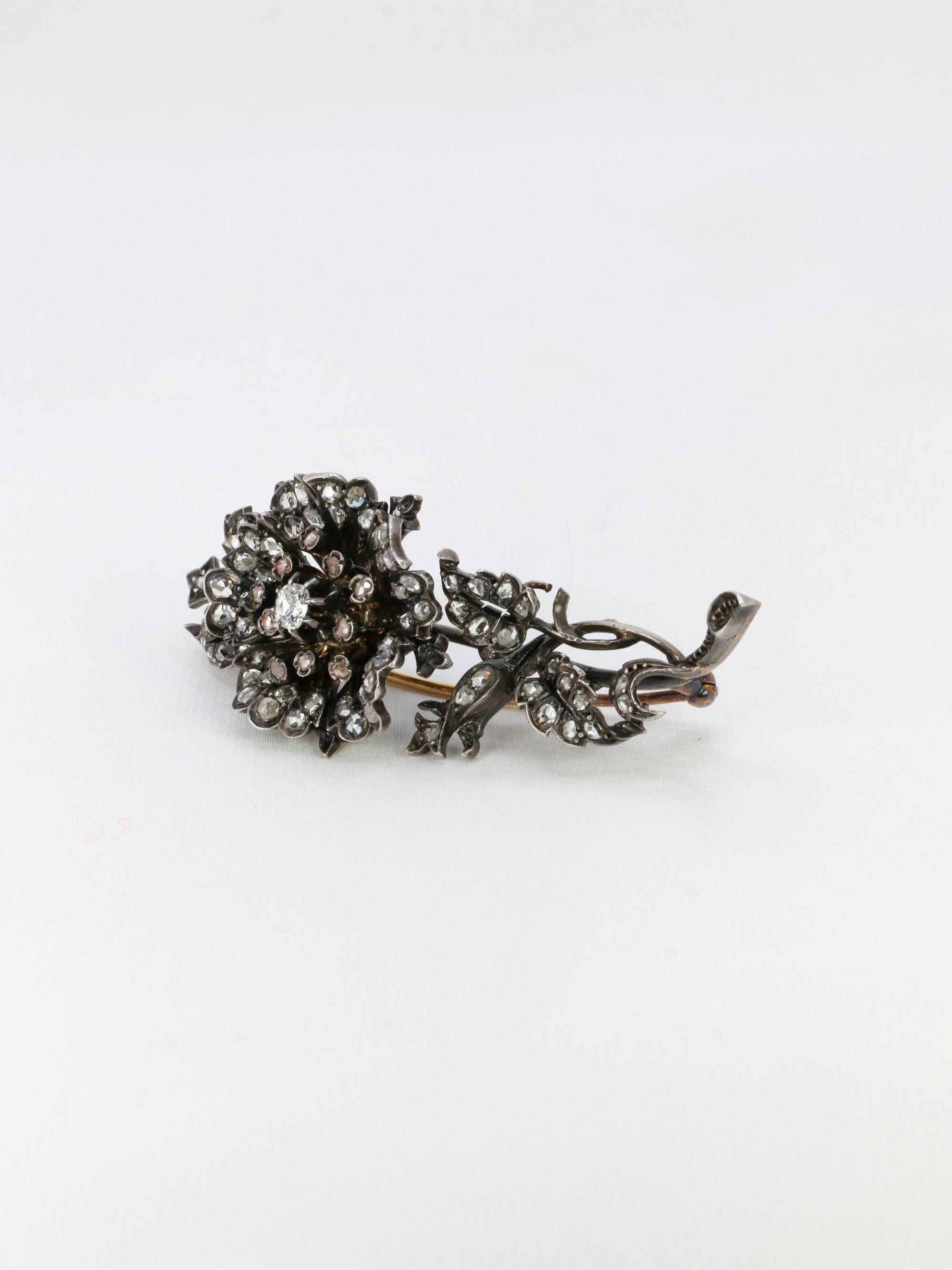 Victorien Broche Trembleuse victorienne ancienne en or et diamants en vente