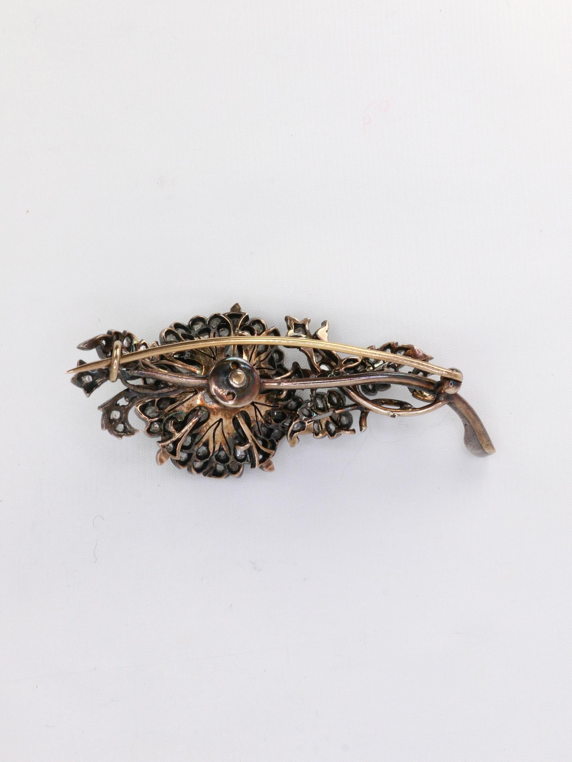 Broche Trembleuse victorienne ancienne en or et diamants Unisexe en vente