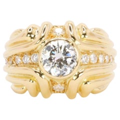 Bague vintage en or jaune et diamants Peaky