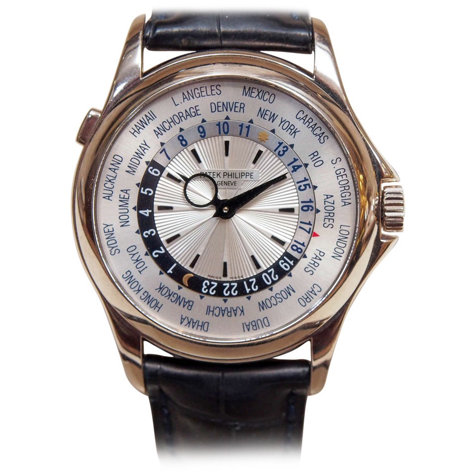 Patek Philippe White Gold World Time Automatic Wristwatch Ref 5130 For Sale