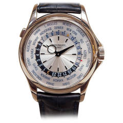Patek Philippe White Gold World Time Automatic Wristwatch Ref 5130
