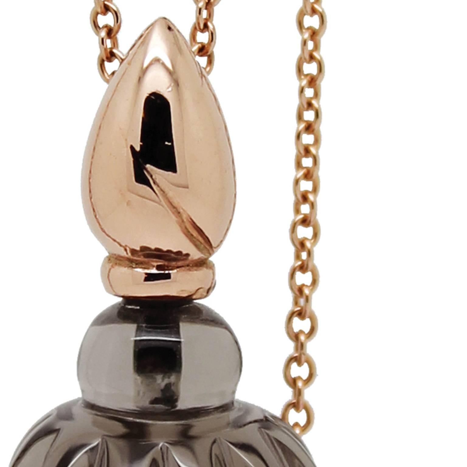 Art Deco Smoky Quartz Perfume Bottle Styled Gold Libertine Necklace