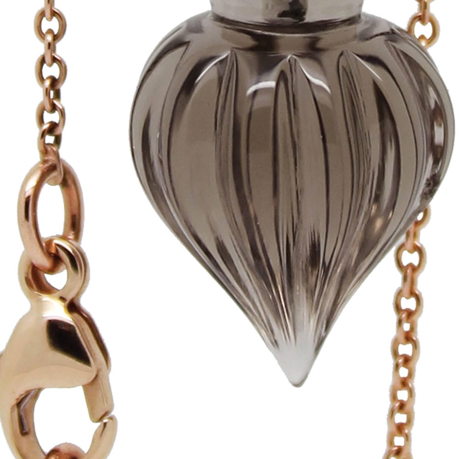 Smoky Quartz Perfume Bottle Styled Gold Libertine Necklace In New Condition In London, GB