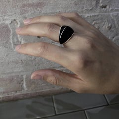 William Cheshire Opaque Black, Silver Libertine Ring