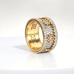 18k Yellow Gold Rotating Gear Ring with 1.6ct GH VVS Diamonds, New