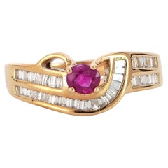18k Yellow Gold Ring with 0.29ct Ruby & 0.31ct Diamond Accents