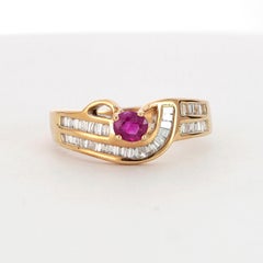 18k Yellow Gold Ring with 0.29ct Ruby & 0.31ct Diamond Accents