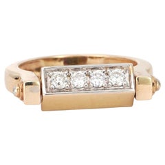 Twistable 14K Yellow Gold Diamond Multi Sapphire Ring 0.27 Carats Size 6.75