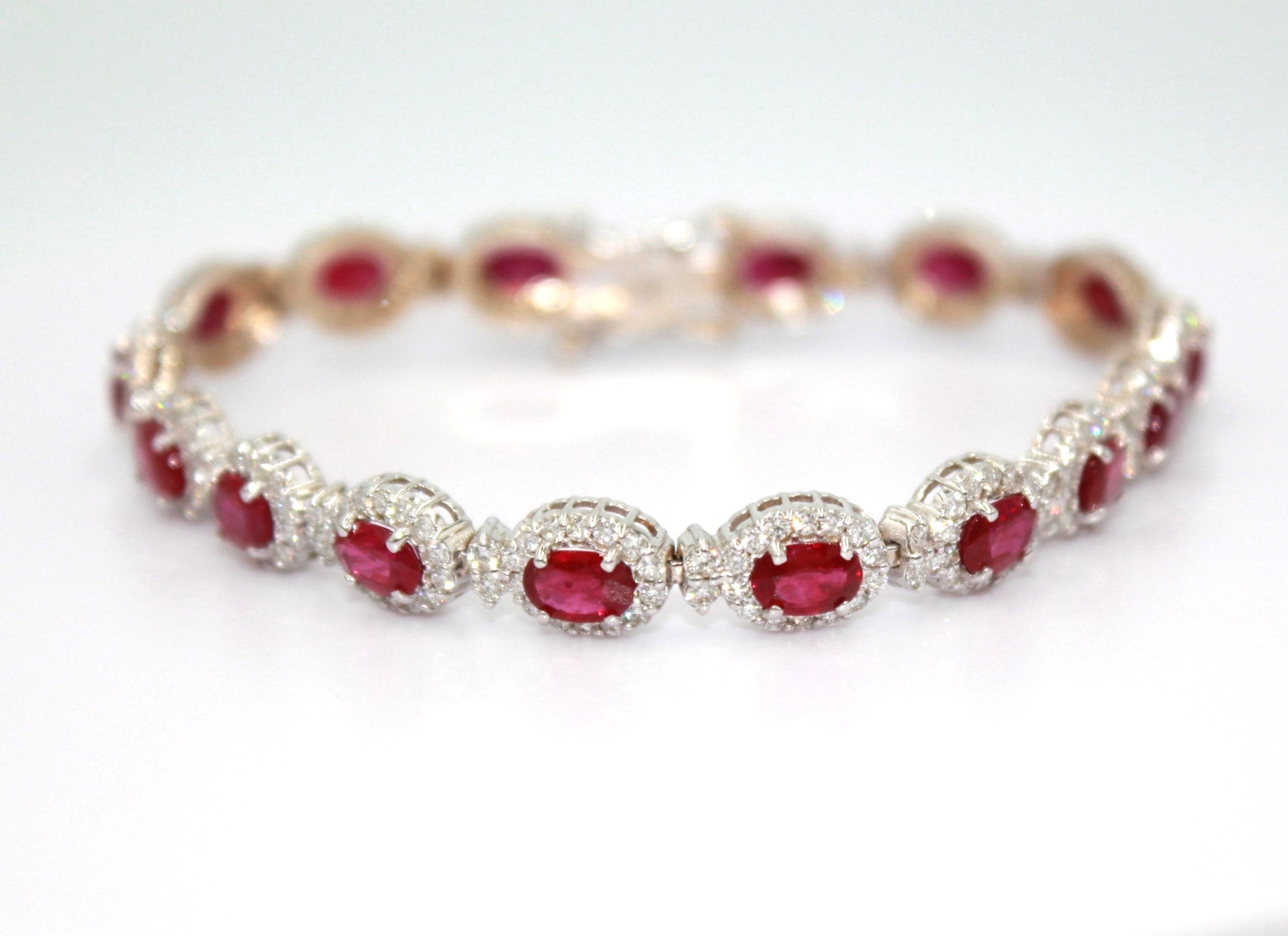 10.08 Carat Burma Ruby & Diamond Bracelet For Sale