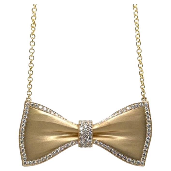 BOWBRCH - 18K Yellow Gold Bow Brooch Necklace For Sale