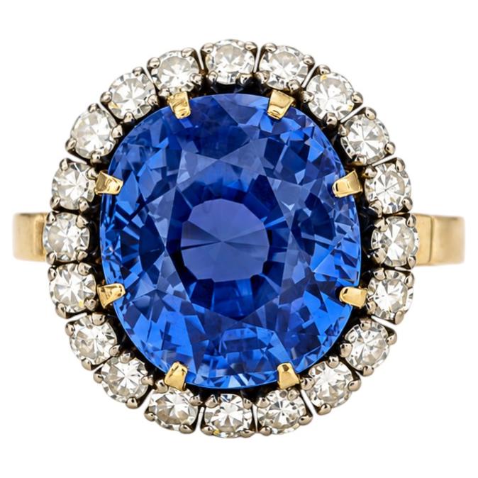Gübelin Certified 10ct Unheated Ceylon Sapphire Ring, Victorian-Edwardian Style