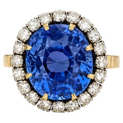 Gübelin Certified 10ct Unheated Ceylon Sapphire Ring, Victorian-Edwardian Style