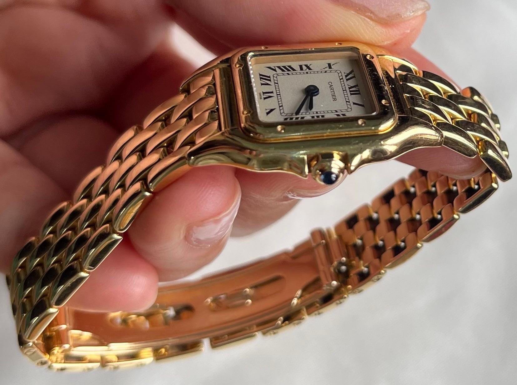 Cartier Panthere 18k Yellow Gold Classic Ladies Watch For Sale 2