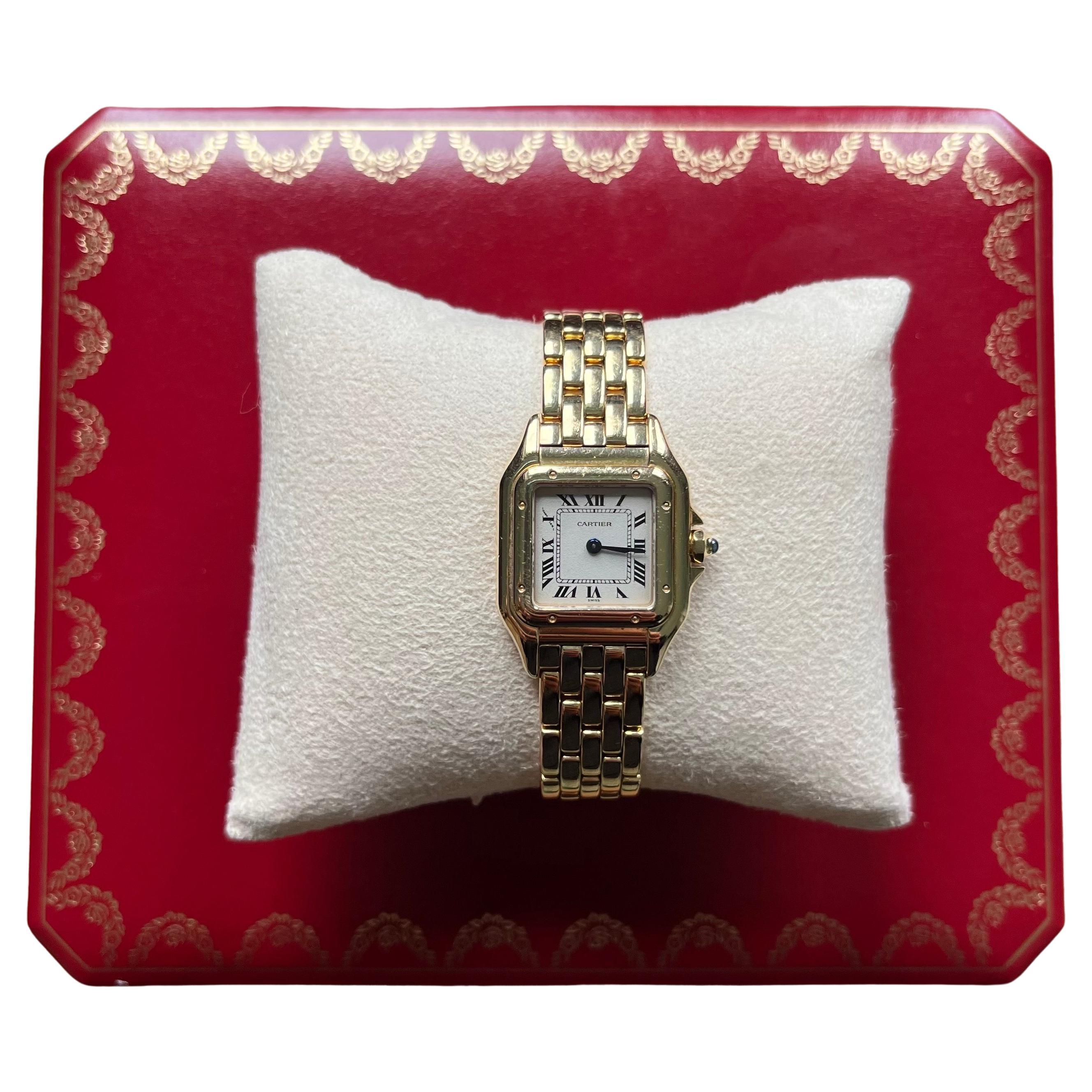 Cartier Panthere 18k Yellow Gold Classic Ladies Watch For Sale