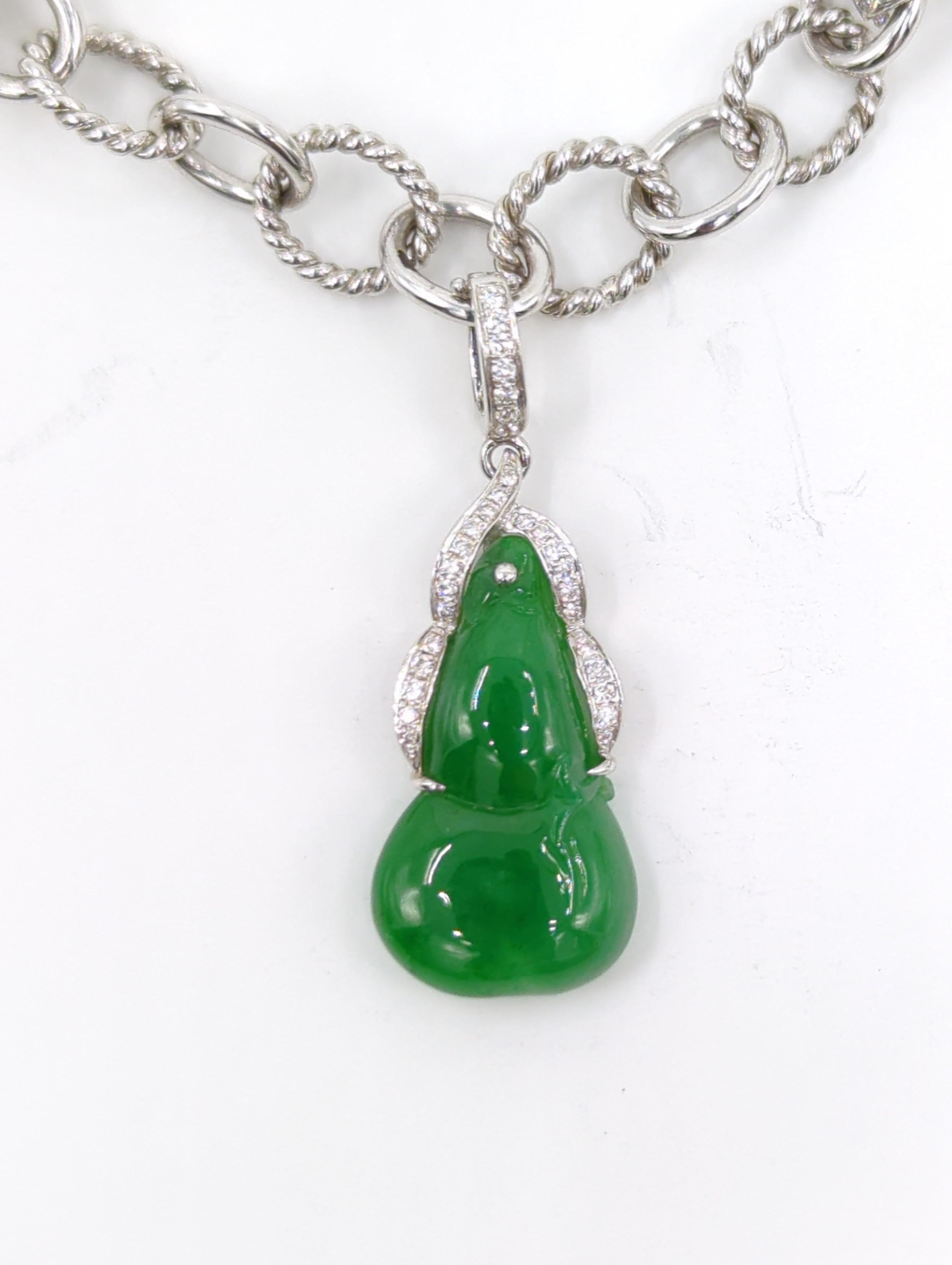 18k WG Multicolor Jadeite Diamond 6 Charms Bracelet G.I.A. Gemologist Appraisal For Sale 7
