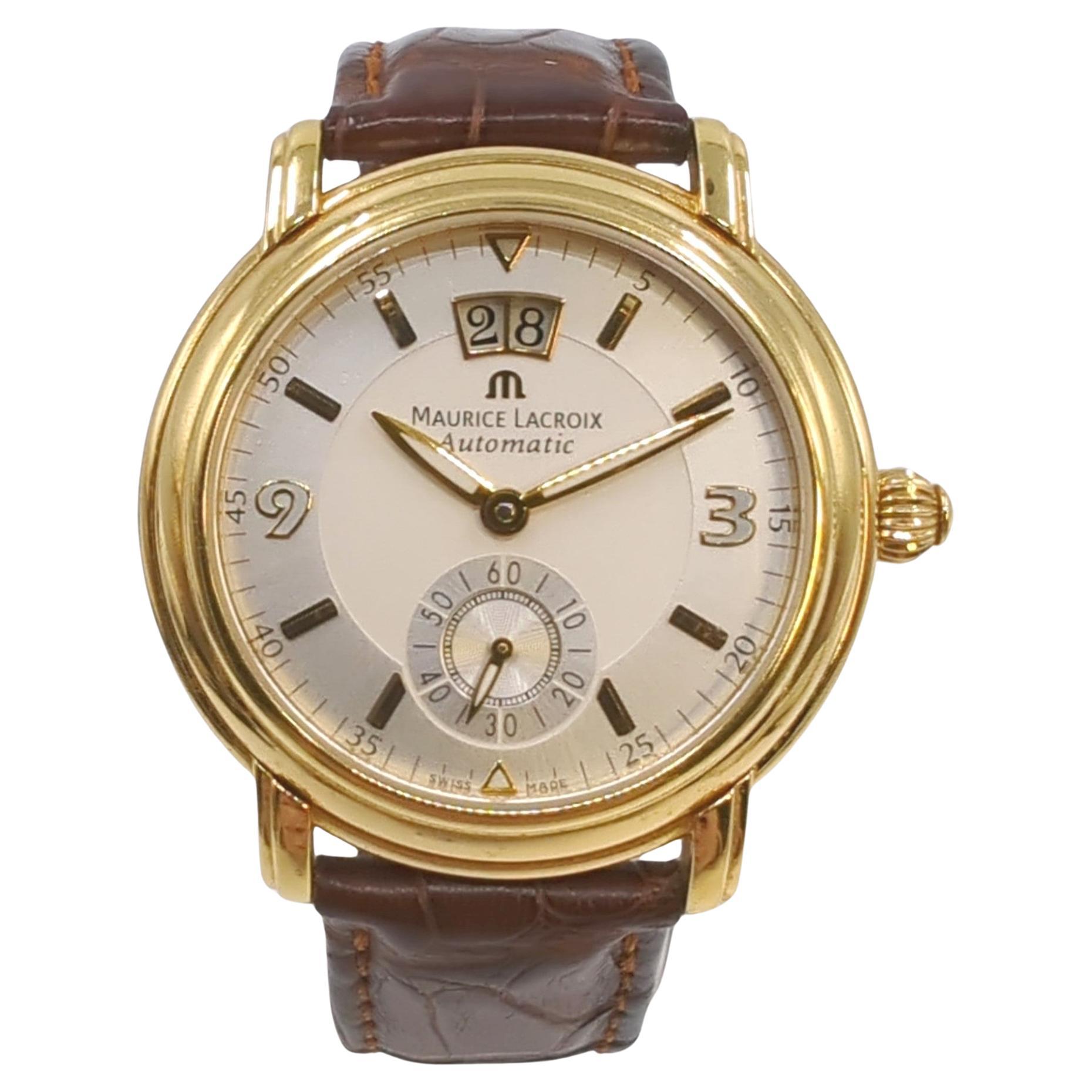 Maurice Lacroix Masterpiece 18k Solid Gold Automatic BIG DATE Wristwatch 40mm  For Sale