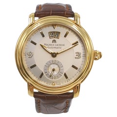 Vintage Maurice Lacroix Masterpiece 18k Solid Gold Automatic BIG DATE Wristwatch 40mm 