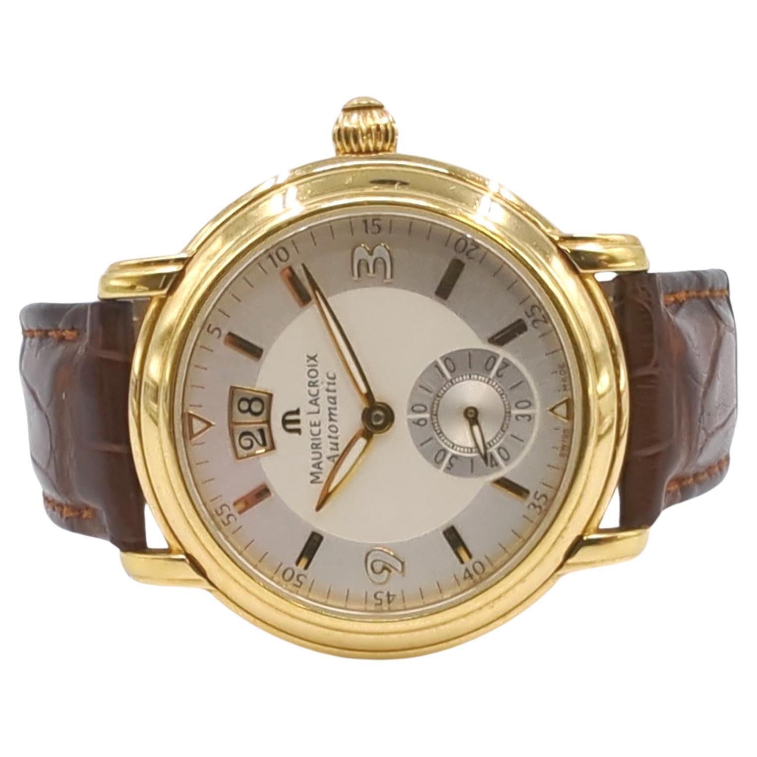 Maurice Lacroix Masterpiece 18k Solid Gold Automatic BIG DATE Wristwatch 40mm  For Sale 2