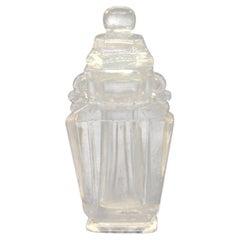 Precioso frasco de perfume antiguo chino de la dinastía Qing, con tapa de cristal de roca tallado, hacia 1900