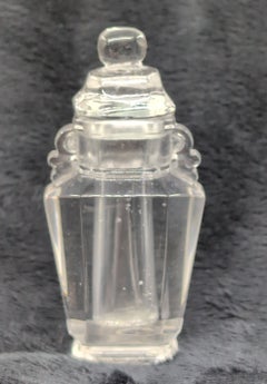 Precioso frasco de perfume antiguo chino de la dinastía Qing, con tapa de cristal de roca tallado, hacia 1900