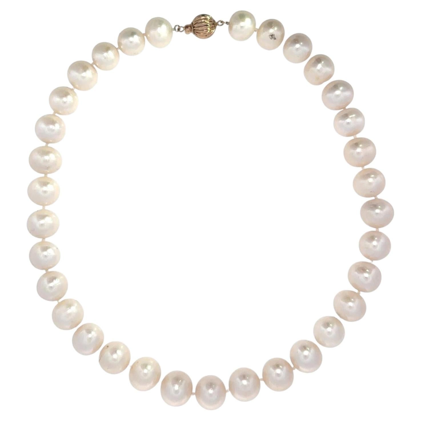 Cultured Pearl Necklace with 14K Yellow Gold Clasp 18.0"