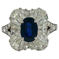 Tiffany & Co. Bague Art déco en platine sertie d'un saphir et d'un diamant, vers les années 1940