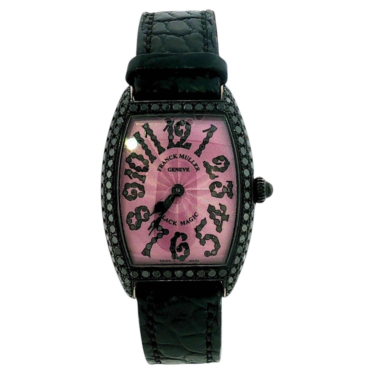 Franck Muller Cintrée Curvex Black Magic 18K Gold Ladies Watch Ref 1752 QZ D For Sale