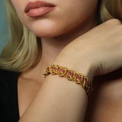 Tiffany & Co. Ruby Rope Twist Bracelet 18K Yellow Gold