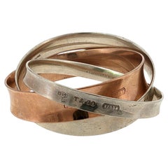 Tiffany & Co. 1837 Interlocking Bangle Bracelet Sterling Silver & Rubedo Metal