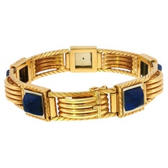 Bracelet vintage Carlo Weingrill en or jaune 18 carats rehaussé de lapis-lazuli